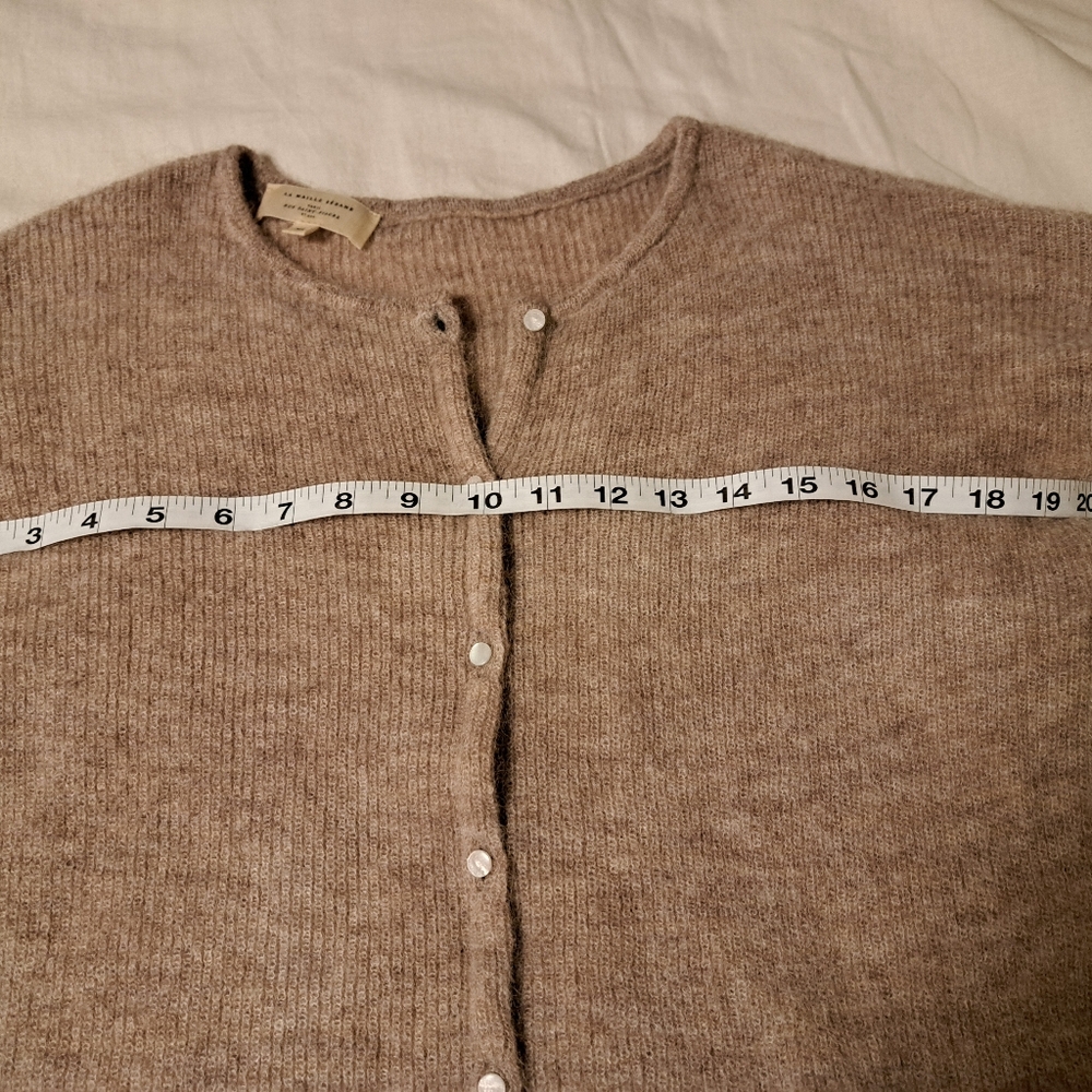 Sezane Gaspard Mohair Oatmeal Crewneck Long Sleeve Button Cardigan XS - Picture 6 of 7